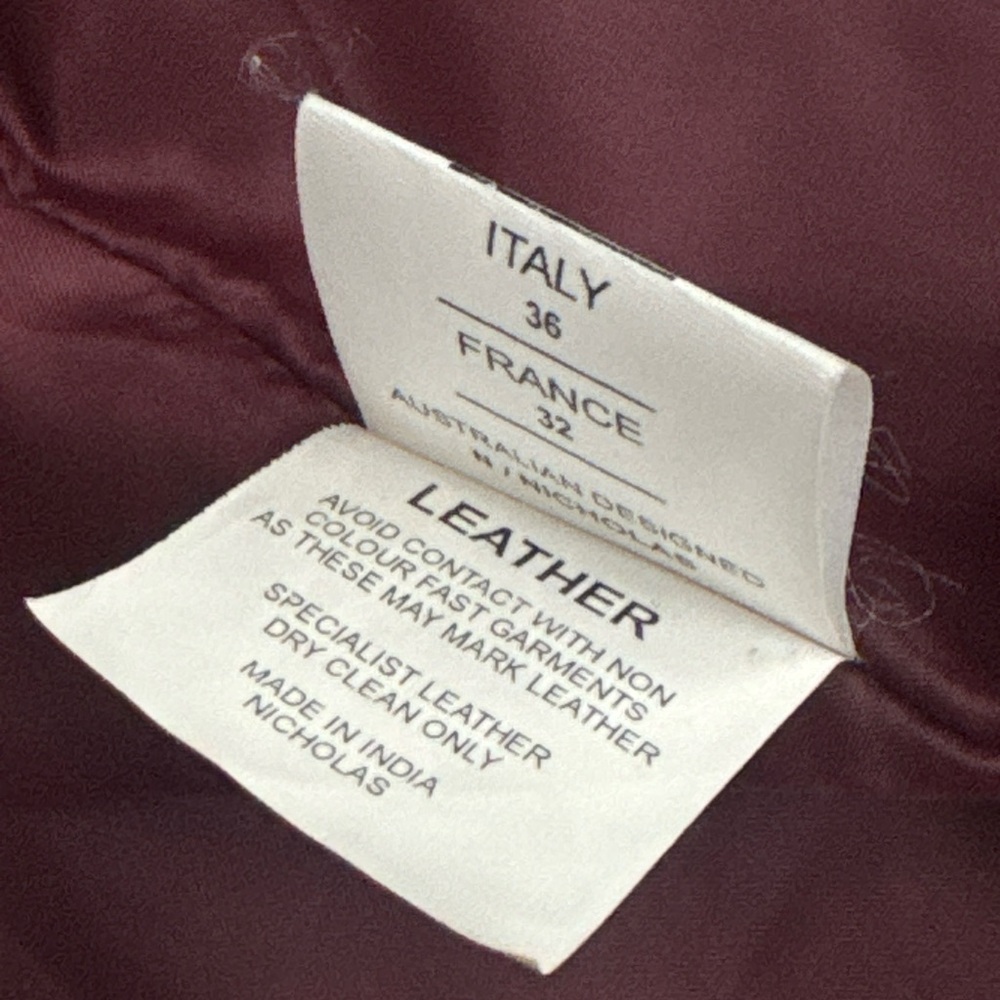 n nicholas Moto leather jacket burgundy maroon color/ New - Picture 7 of 10